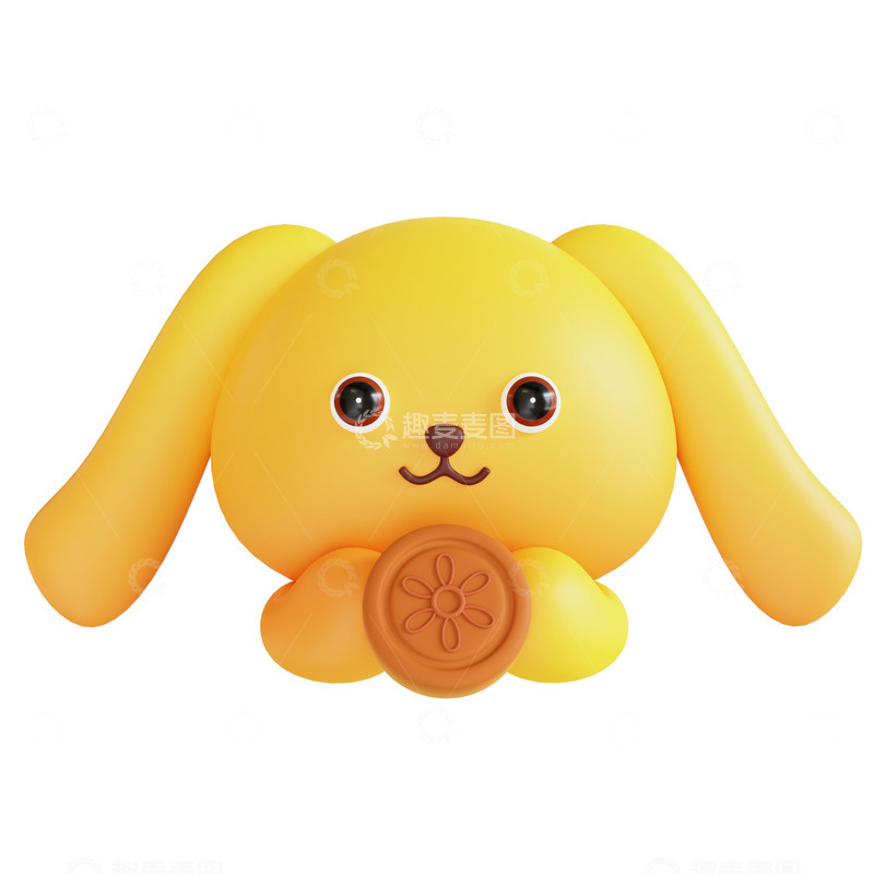 源文件下载【趣麦麦图】3D中秋兔子月饼