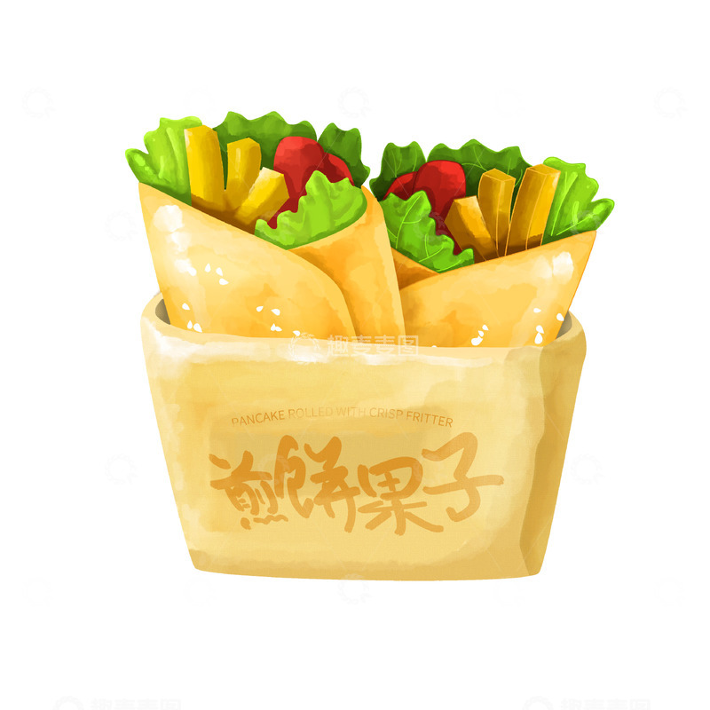 源文件下载【趣麦麦图】特色早餐小吃袋装煎饼果子鸡肉卷卷饼