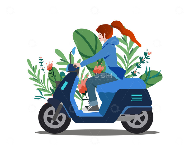 源文件下载【趣麦麦图】电动车交通工具