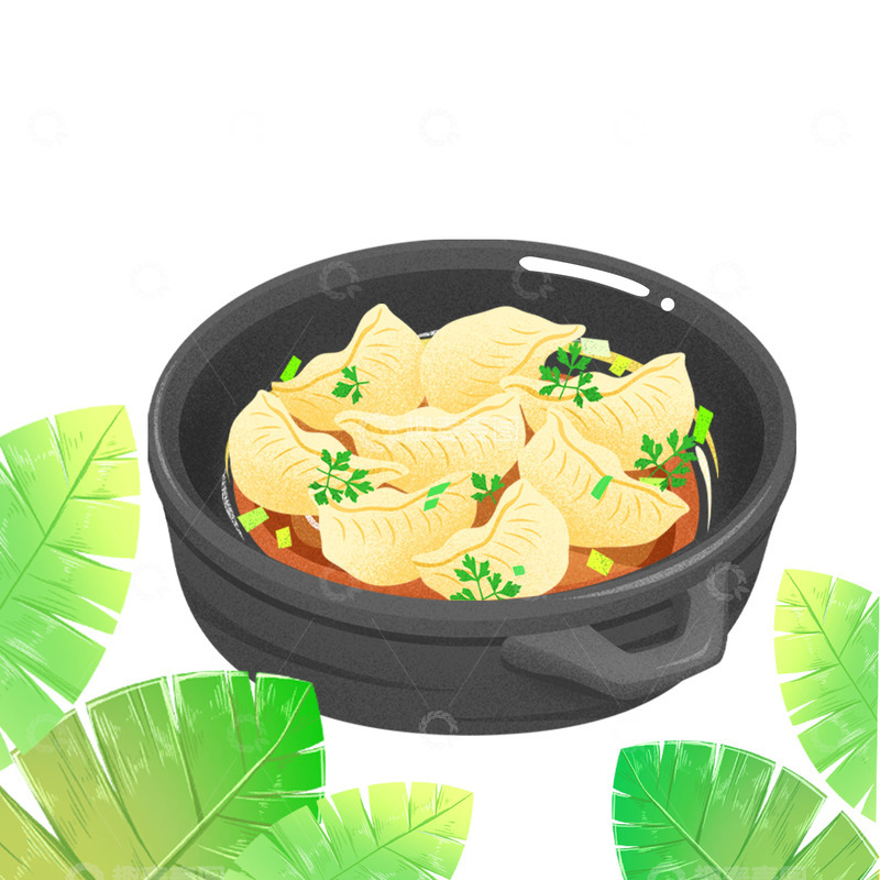 源文件下载【趣麦麦图】手绘美食插画水饺装饰元素