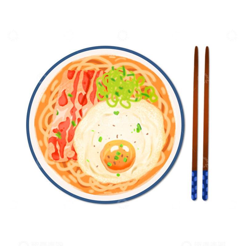 源文件下载【趣麦麦图】面条美食一碗面插画