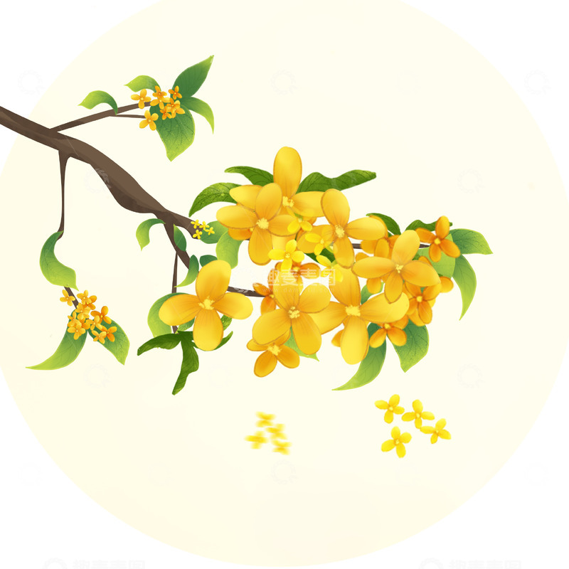 源文件下载【趣麦麦图】手绘中秋国潮桂花海报装饰边框