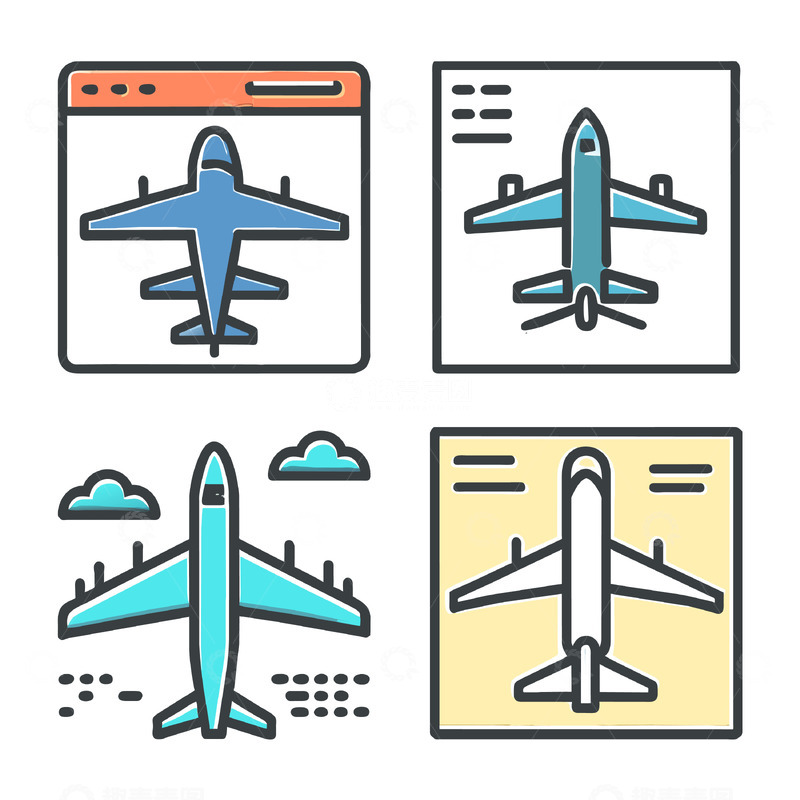 源文件下载【趣麦麦图】飞机图标矢量免扣素材