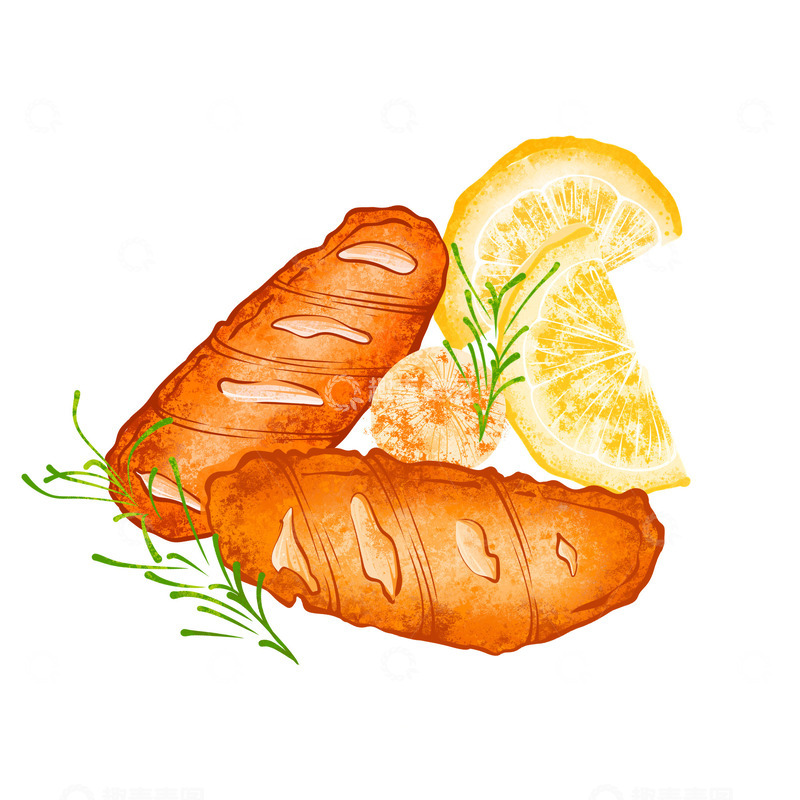 源文件下载【趣麦麦图】炙烤中翅美食插画元素