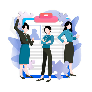 招聘企业团队上班白领女士形象扁平风矢量