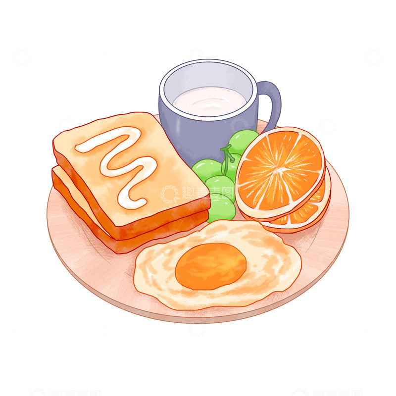 源文件下载【趣麦麦图】美食甜点奶油面包