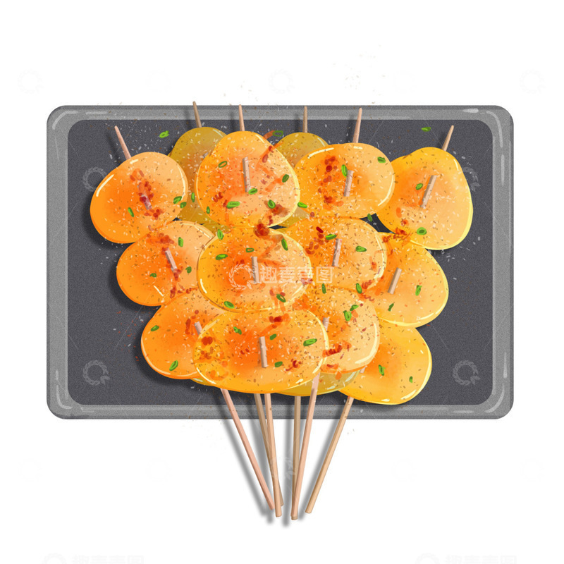 源文件下载【趣麦麦图】手绘土豆片串串美食烧烤串串烤土豆片