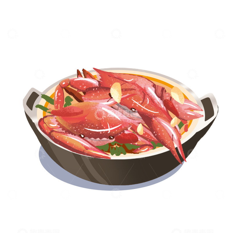 源文件下载【趣麦麦图】美食大闸蟹食材元素