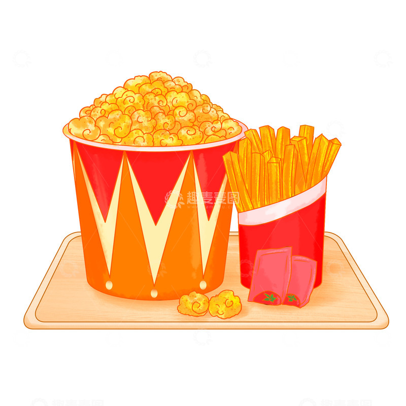源文件下载【趣麦麦图】美食爆米花薯条
