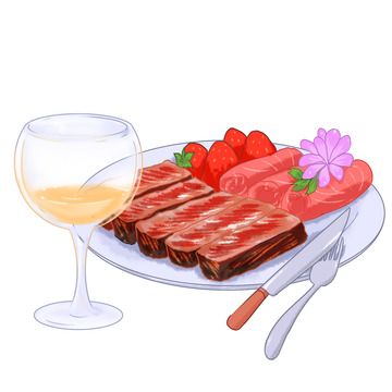 西餐牛肉鱼肉鲜果
