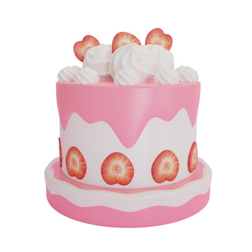 粉色草莓蛋糕生日蛋糕3D立体模型