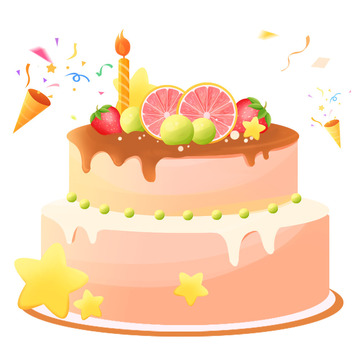 美食生日快乐蛋糕蜡烛元素