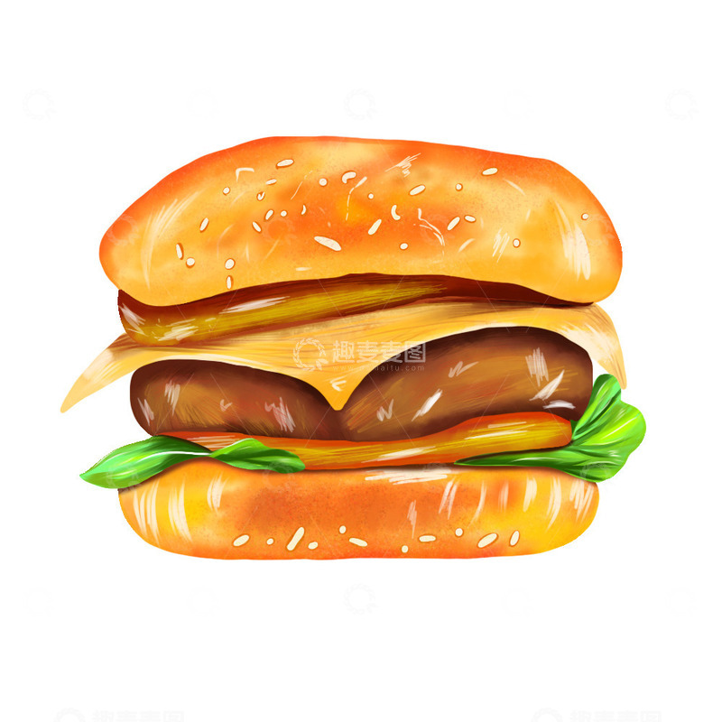 源文件下载【趣麦麦图】西餐美食汉堡