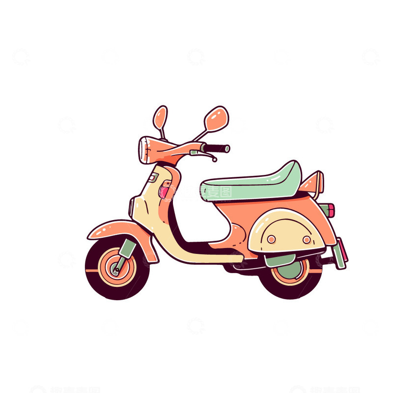 源文件下载【趣麦麦图】卡通电瓶车插画