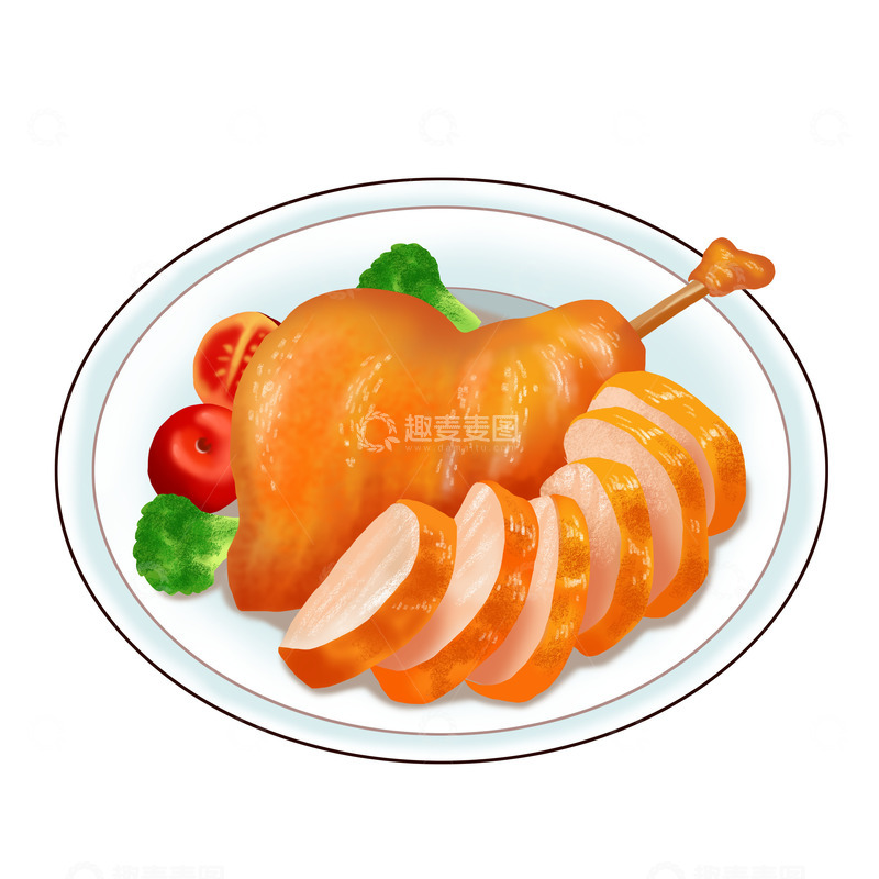 源文件下载【趣麦麦图】美食烧鸭大鸭腿卤菜