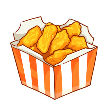 鸡块小食盒手绘素材