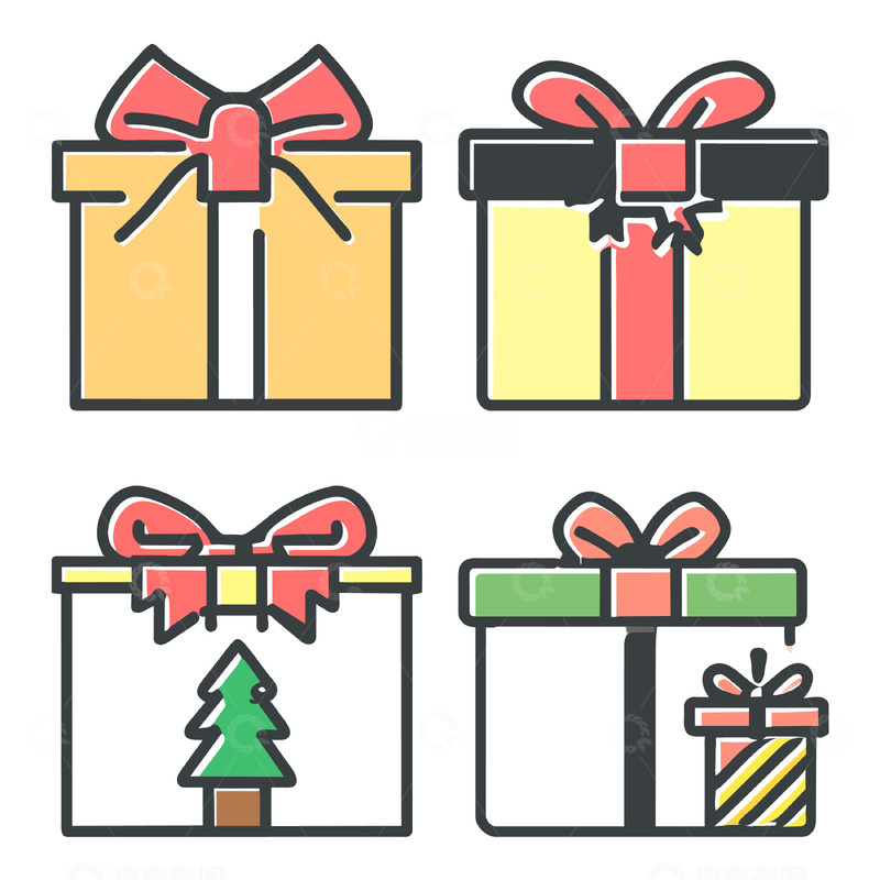 源文件下载【趣麦麦图】圣诞节礼物矢量免扣素材