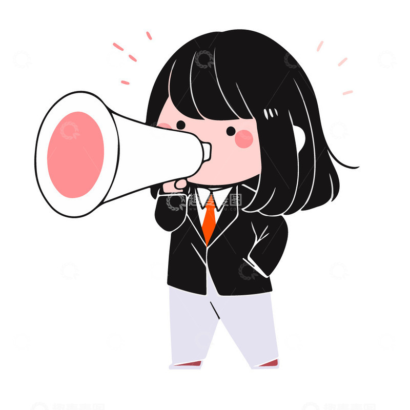 源文件下载【趣麦麦图】举着喇叭在说话的女生