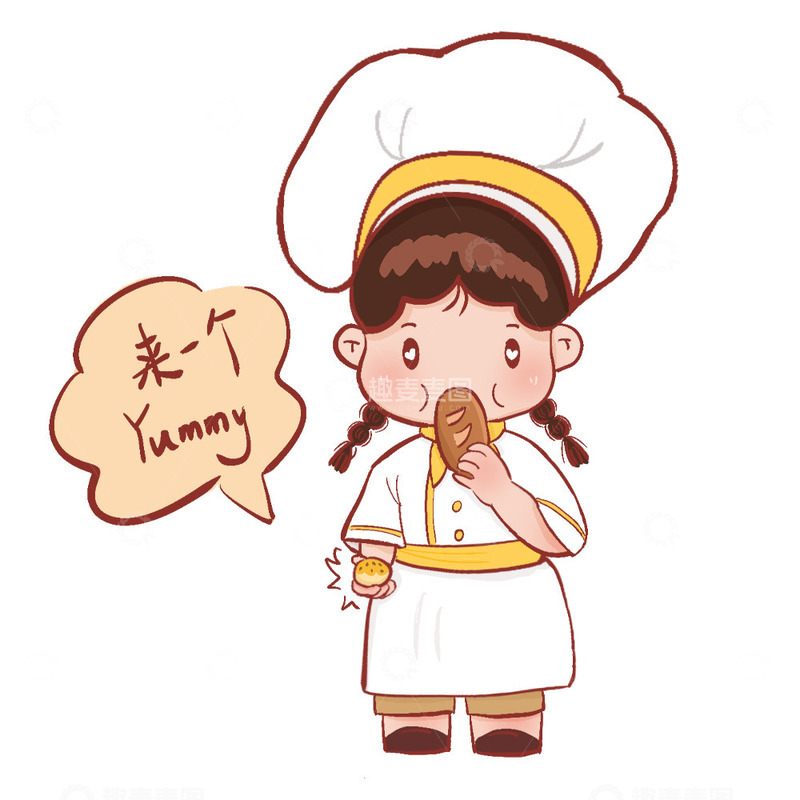 源文件下载【趣麦麦图】吃货小厨师Q版卡通小朋友美食