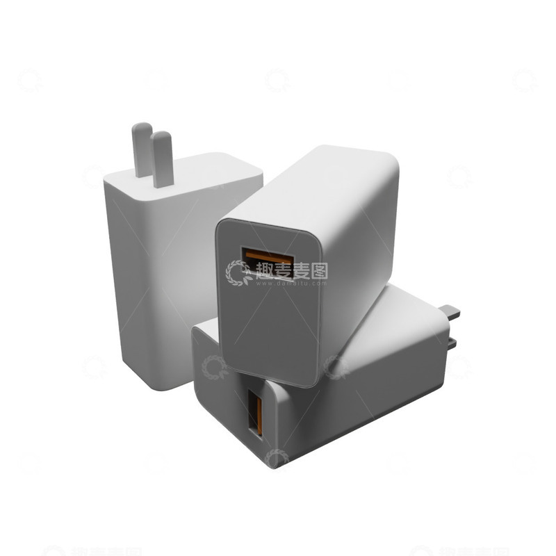 源文件下载【趣麦麦图】3D建模C4D白色充电器充电头