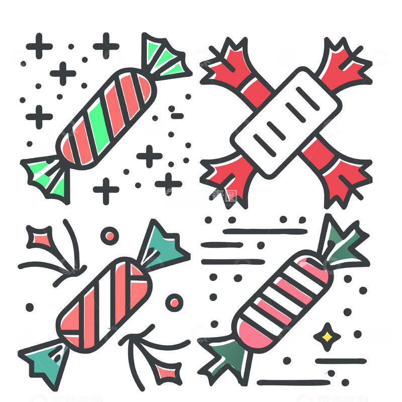 源文件下载【趣麦麦图】圣诞节糖果矢量免扣素材