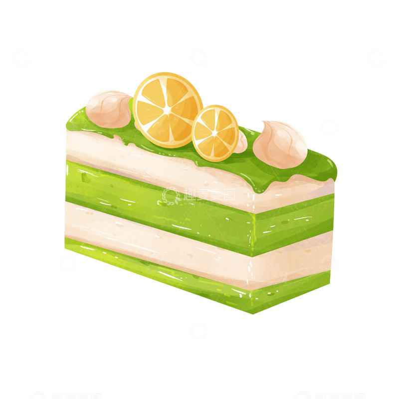源文件下载【趣麦麦图】简约美食糕点抹茶蛋糕