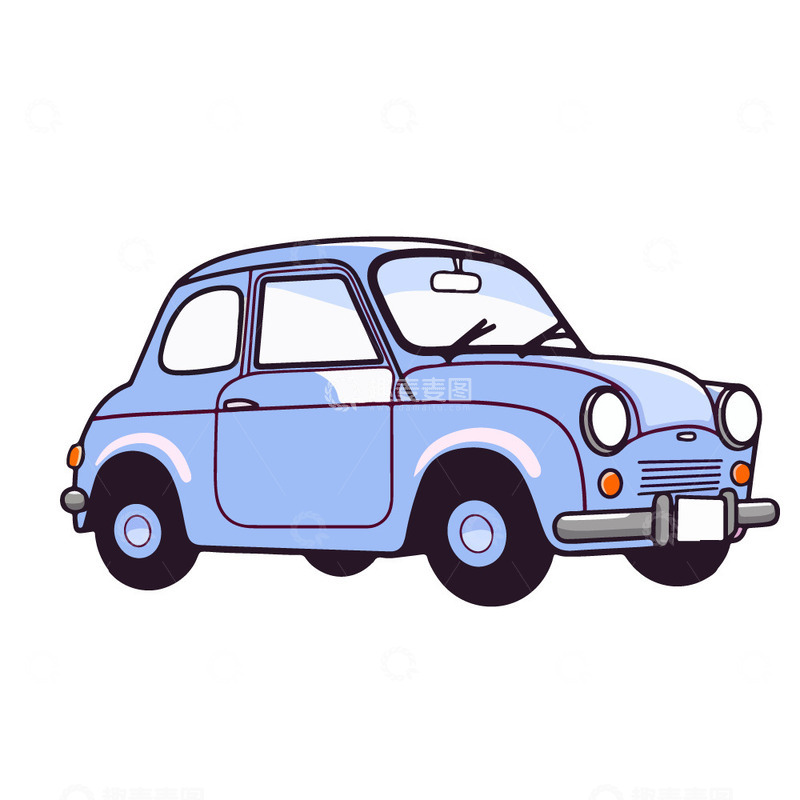 源文件下载【趣麦麦图】老爷车老车卡通插画