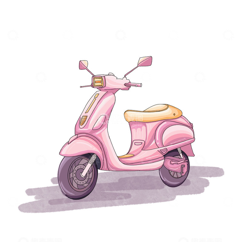 源文件下载【趣麦麦图】粉色卡通摩托车