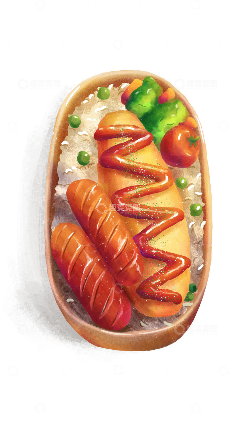 源文件下载【趣麦麦图】扁平插画美食