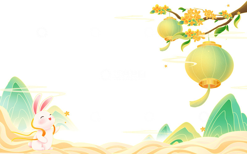 源文件下载【趣麦麦图】国潮中秋节海报边框