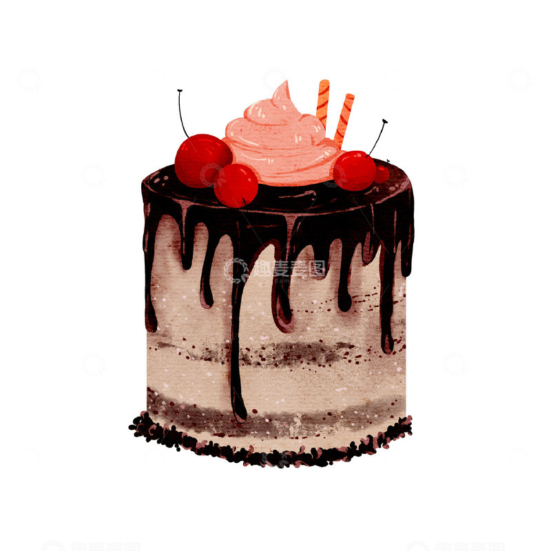 源文件下载【趣麦麦图】手绘巧克力蛋糕美食小甜品卡通元素
