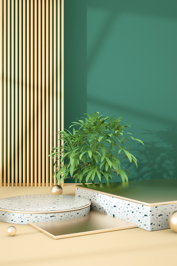 C4D墨绿色家居电商海报竖图背景