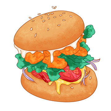 美食炸鸡汉堡芝士奶油