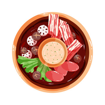简约扁平火锅美食