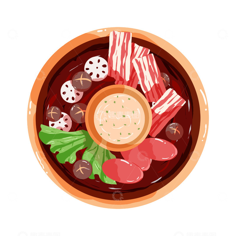 源文件下载【趣麦麦图】-简约扁平火锅美食