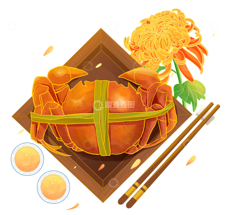 源文件下载【趣麦麦图】美食秋季阳澄湖大闸蟹元素