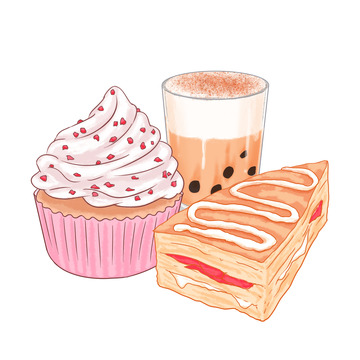 美食甜点三明治奶茶