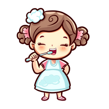 刷牙卡通卡通女孩手绘