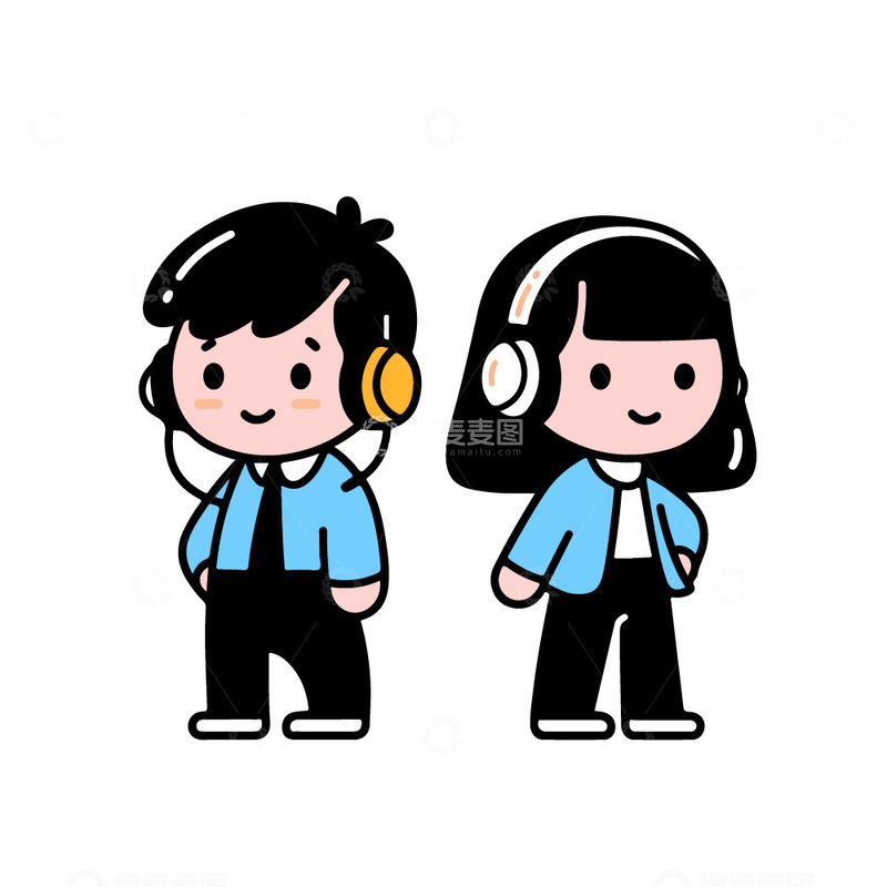 源文件下载【趣麦麦图】专业客服接线员插画