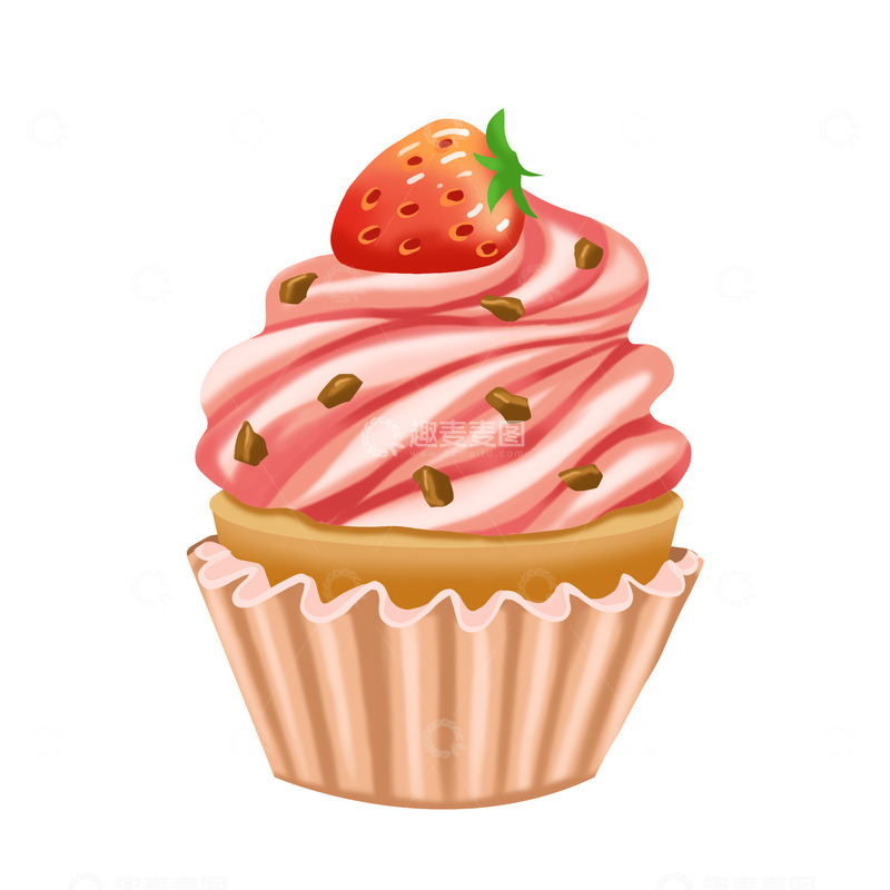 源文件下载【趣麦麦图】美食甜品纸杯草莓蛋糕