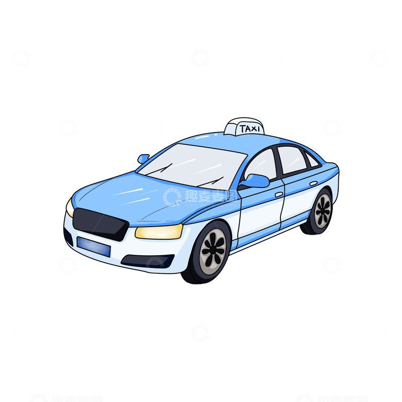 源文件下载【趣麦麦图】交通工具出租车汽车的士手绘元素