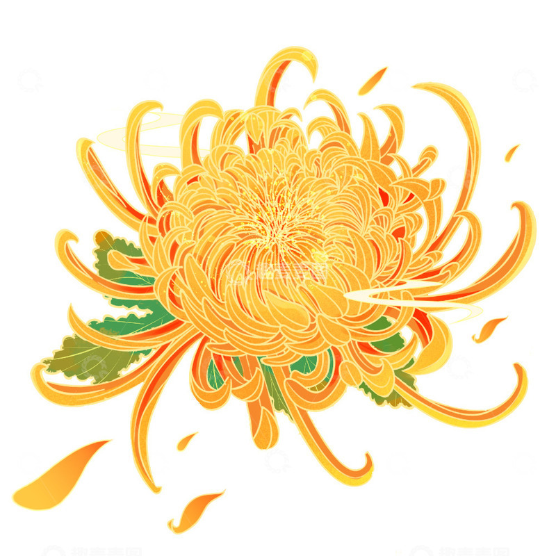 源文件下载【趣麦麦图】国潮花卉祥云菊花