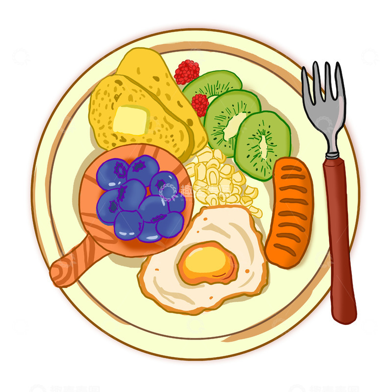 源文件下载【趣麦麦图】健康美食元素
