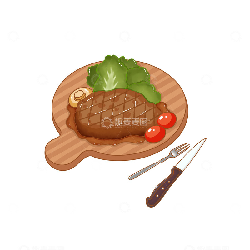 源文件下载【趣麦麦图】牛排美食西餐手绘元素