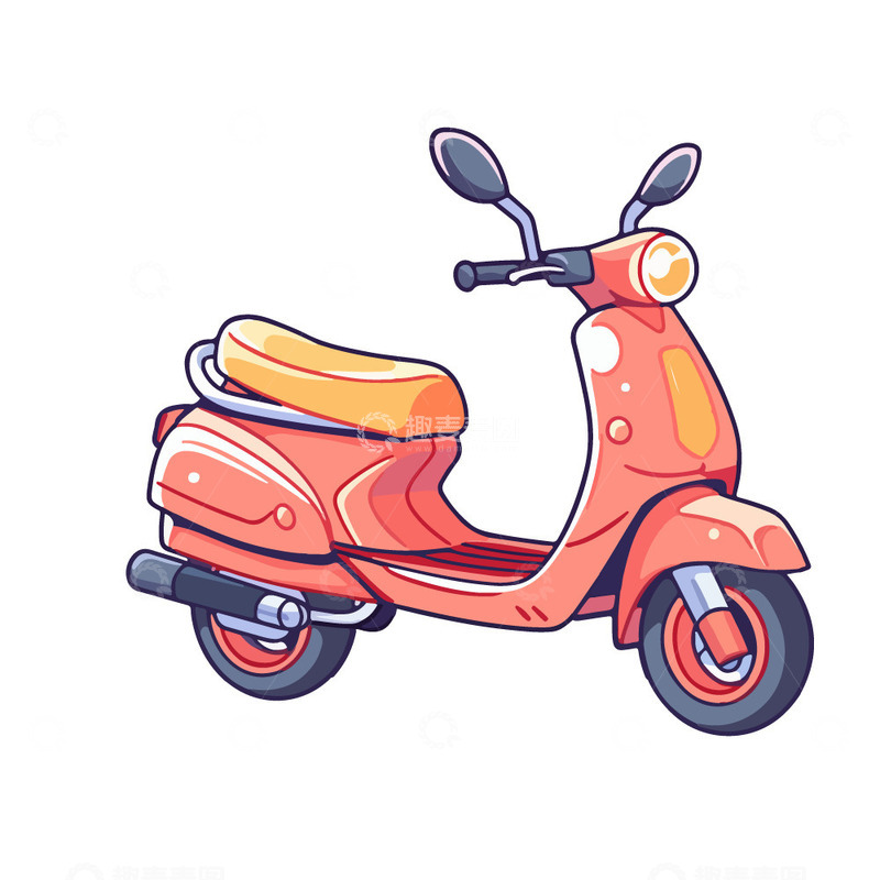 源文件下载【趣麦麦图】卡通电瓶车摩托车