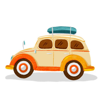 交通工具复古小汽车手绘