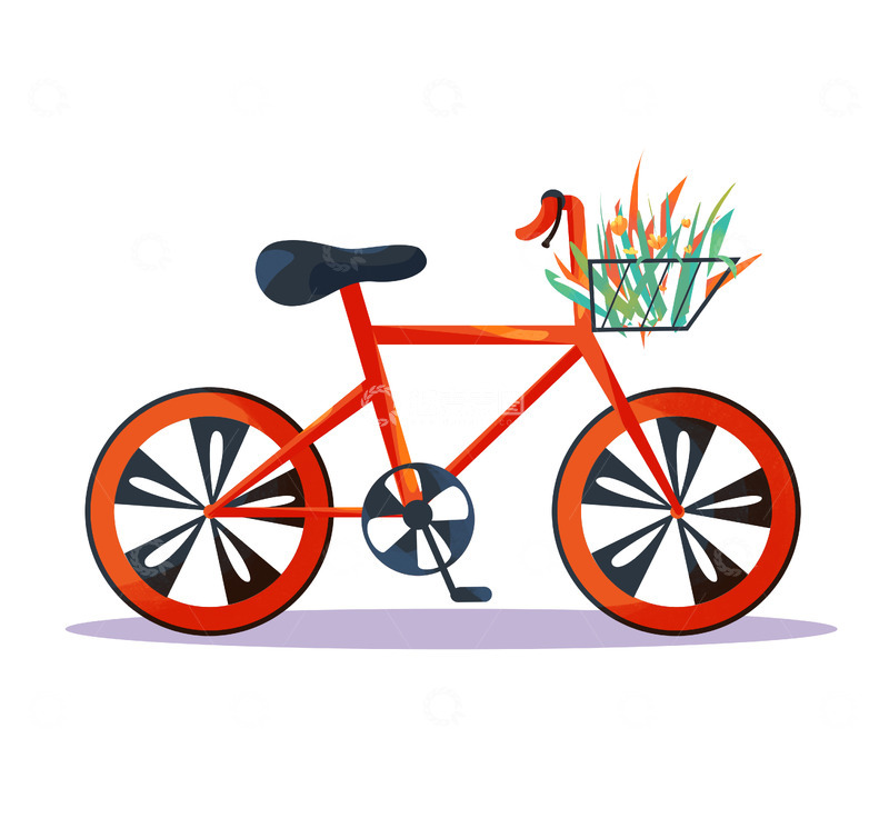 源文件下载【趣麦麦图】出行扁平自行车