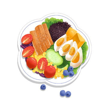 手绘轻素食健康美食