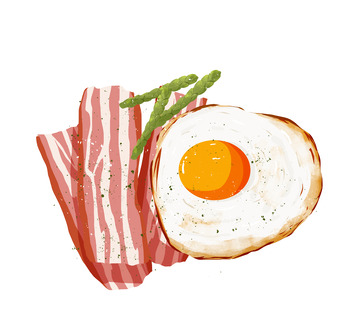 简约美食早餐培根鸡蛋