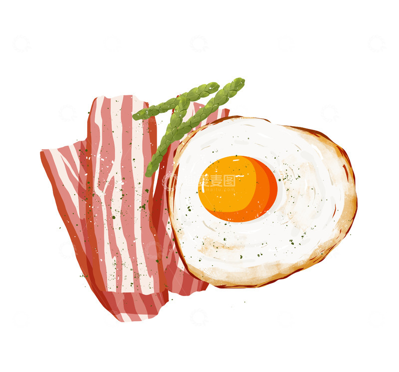 源文件下载【趣麦麦图】简约美食早餐培根鸡蛋